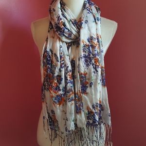 Soft Purple & Orange‎ Floral Scarf